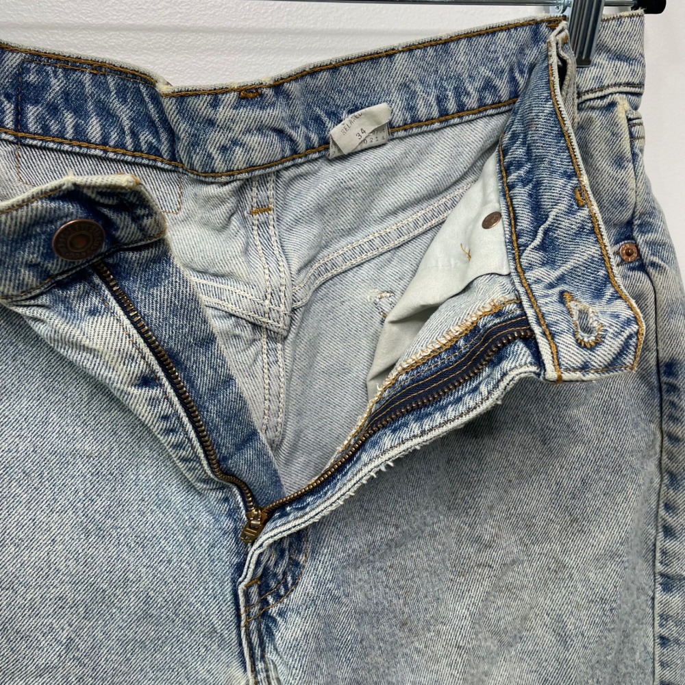 Vintage 90s Levis 550 Orange Tab Denim Shorts Baggy Thrashed 34 Jorts Skate Work - Picture 8 of 13